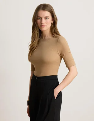 Playera manga al codo Lauren Ralph Lauren cuello redondo para mujer