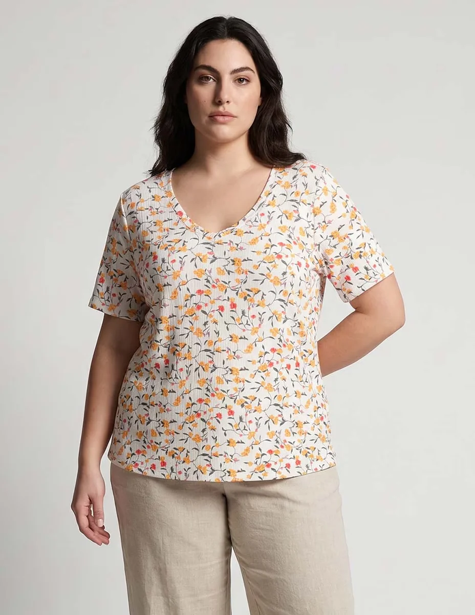 Playera manga corta Lieb Plus cuello v para mujer