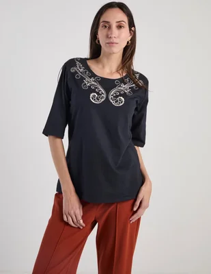 Blusa manga 3/4 Lorens cuello redondo para mujer