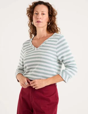 Playera manga 3/4 Morango cuello v para mujer