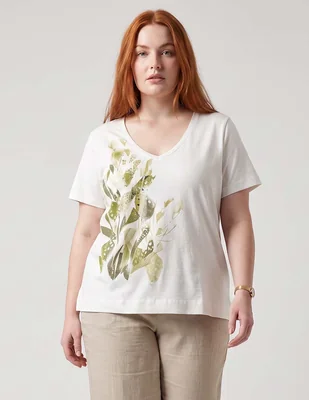 Playera manga corta Punt Roma cuello V para mujer