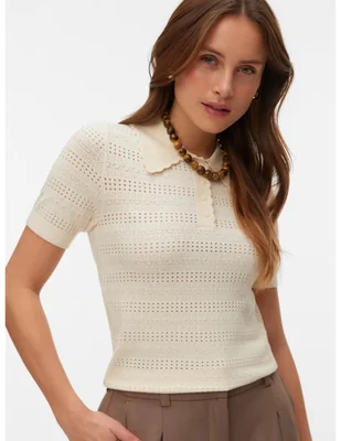 Playera manga al codo Vero Moda cuello escarola para mujer