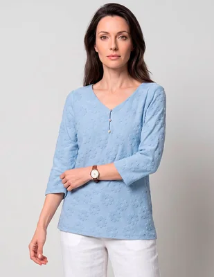 Playera manga 3/4 morango cuello v para mujer