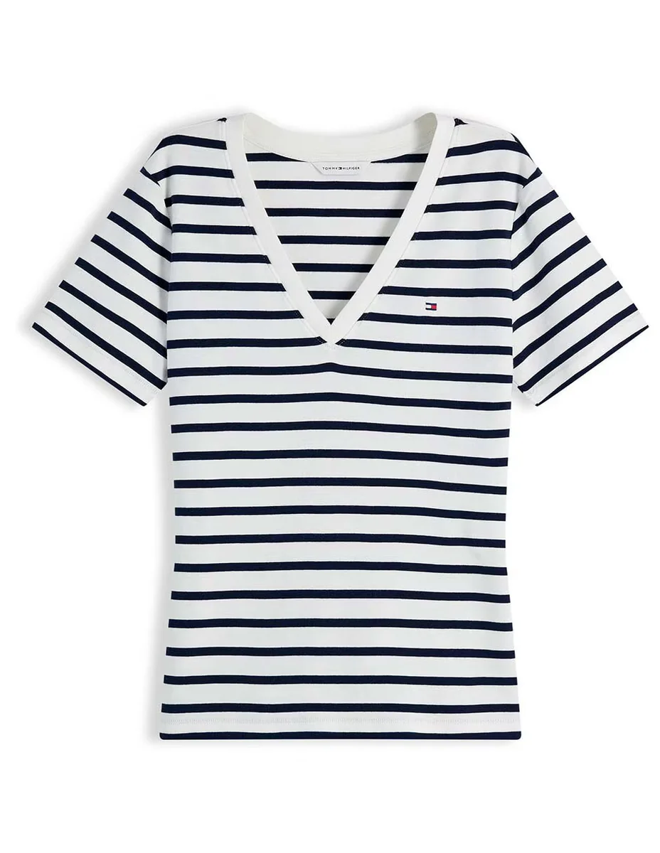 Playera manga corta Tommy Plus cuello redondo para mujer