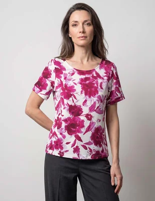 Playera manga corta morango cuello redondo para mujer