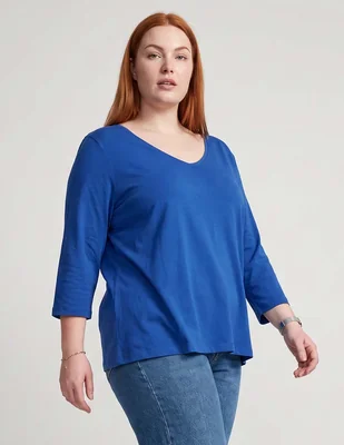 Playera manga 3/4 Lieb Plus cuello V para mujer