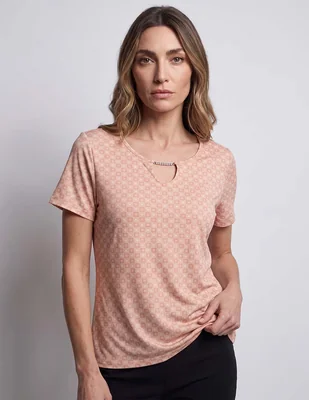 Playera manga corta morango cuello redondo para mujer