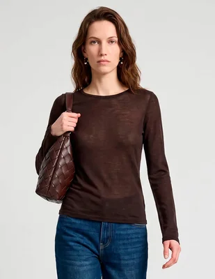 Playera manga larga kur.kuma cuello redondo para mujer