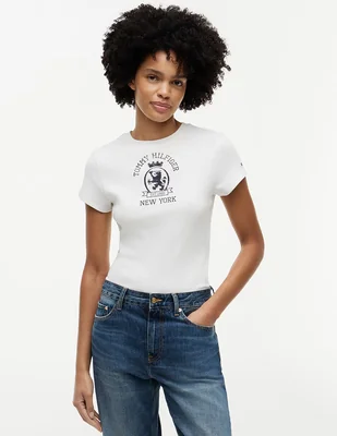 Playera manga corta Tommy Plus cuello redondo para mujer