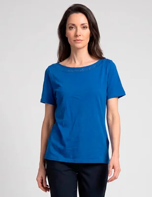 Playera manga corta Talbots cuello redondo para mujer