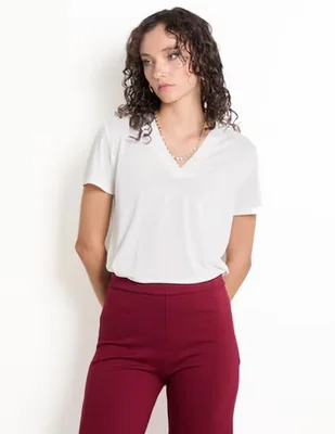 Playera manga corta Parfois cuello v para mujer