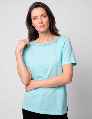 Playera manga corta Talbots cuello redondo para mujer