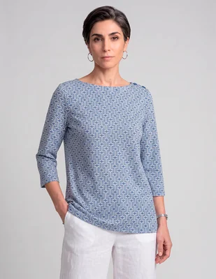 Blusa manga 3/4 morango cuello ojal para mujer