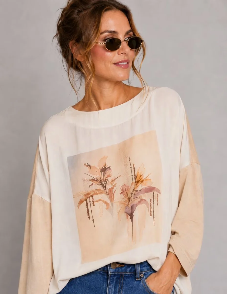 Playera manga 3/4 dándara cuello redondo para mujer