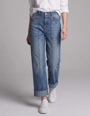 Jeans wide leg sexy jeans corte media cintura para mujer