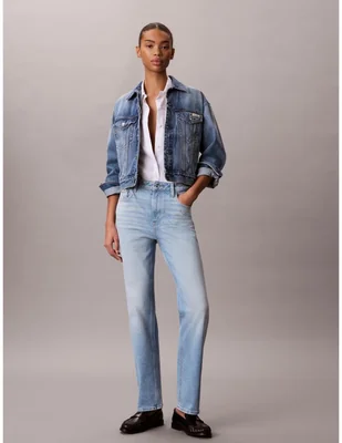 Jeans straight CK 47G706G-YLX corte cintura alta para mujer