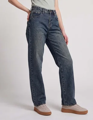 Jeans straight corte cintura para mujer