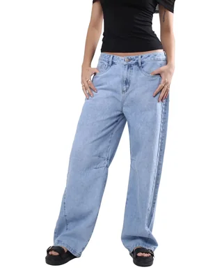 Jeans regular barrel savi jeans corte media cintura para mujer