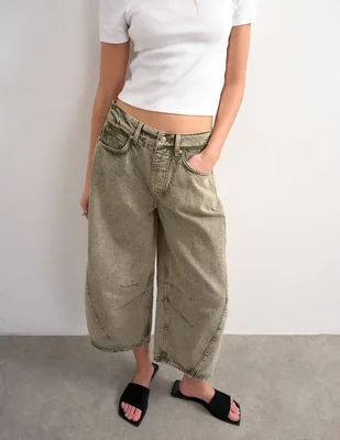 Jeans coulotte barrel cintura baja topshop para mujer