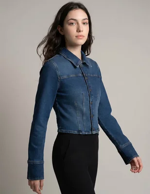 Chamarra Denim Guess Jeans Sp26 No Impermeable De Algodón Para Mujer