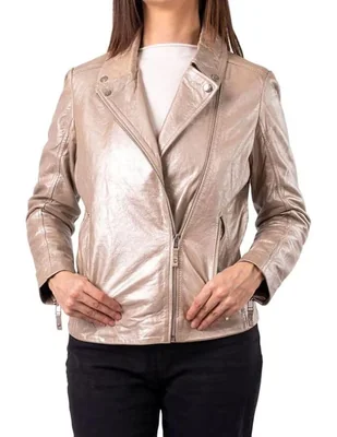 Chamarra para motociclista Pelle Royale impermeable de piel para mujer