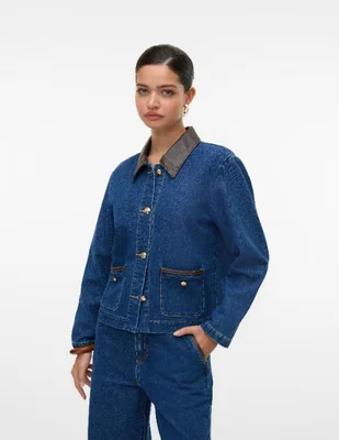 Chamarra denim vero moda no impermeable de algodón para mujer