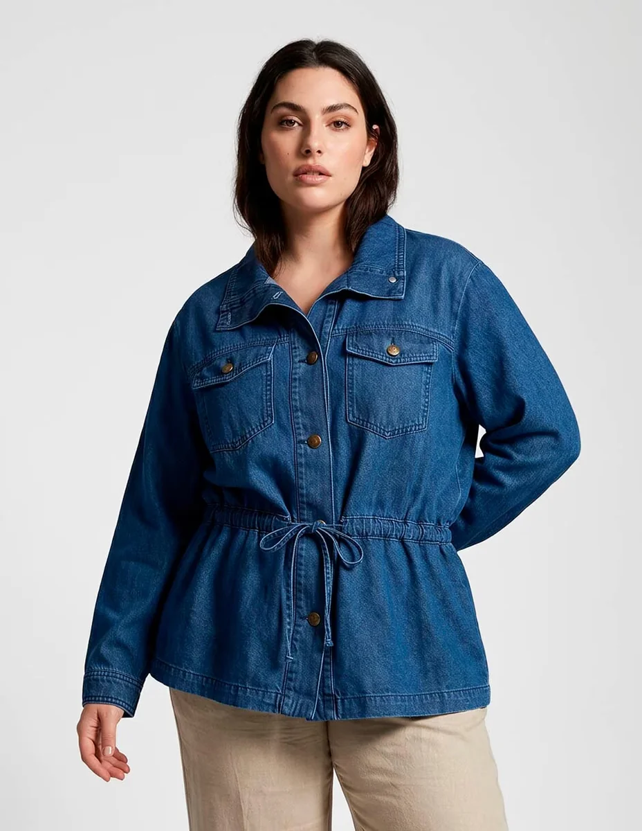 Chamarra denim lieb plus de mezclilla para mujer
