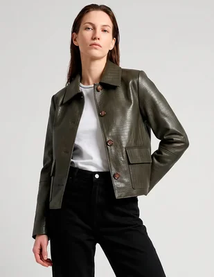 Chamarra kur.kuma de piel para mujer