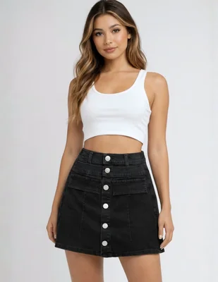 Falda medio obs jeans a la cintura alta