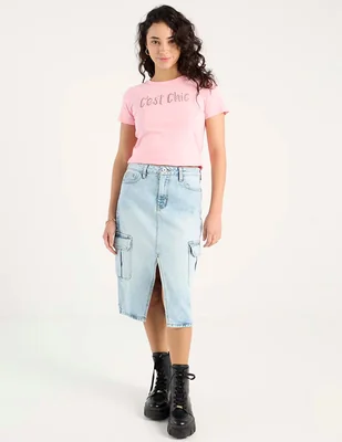 Falda midi Sexy Jeans de mezclilla a la cintura