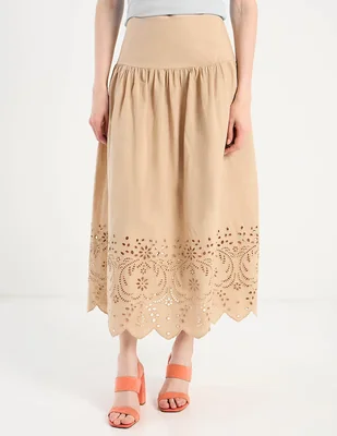 Falda midi Kur.Kuma de algodón con pretina