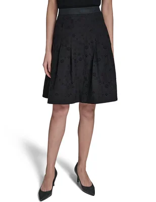 Falda a la rodilla Karl Lagerfeld Paris de algodón a la cintura