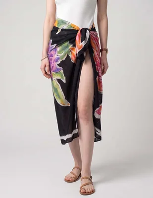 Falda midi Seafolly de algodón a la cintura
