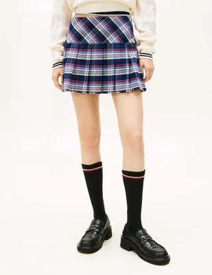 Falda mini Tommy Jeans de algodón a la cintura