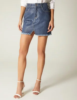 Falda mini Studio F Liquid Denim de mezclilla a la cintura
