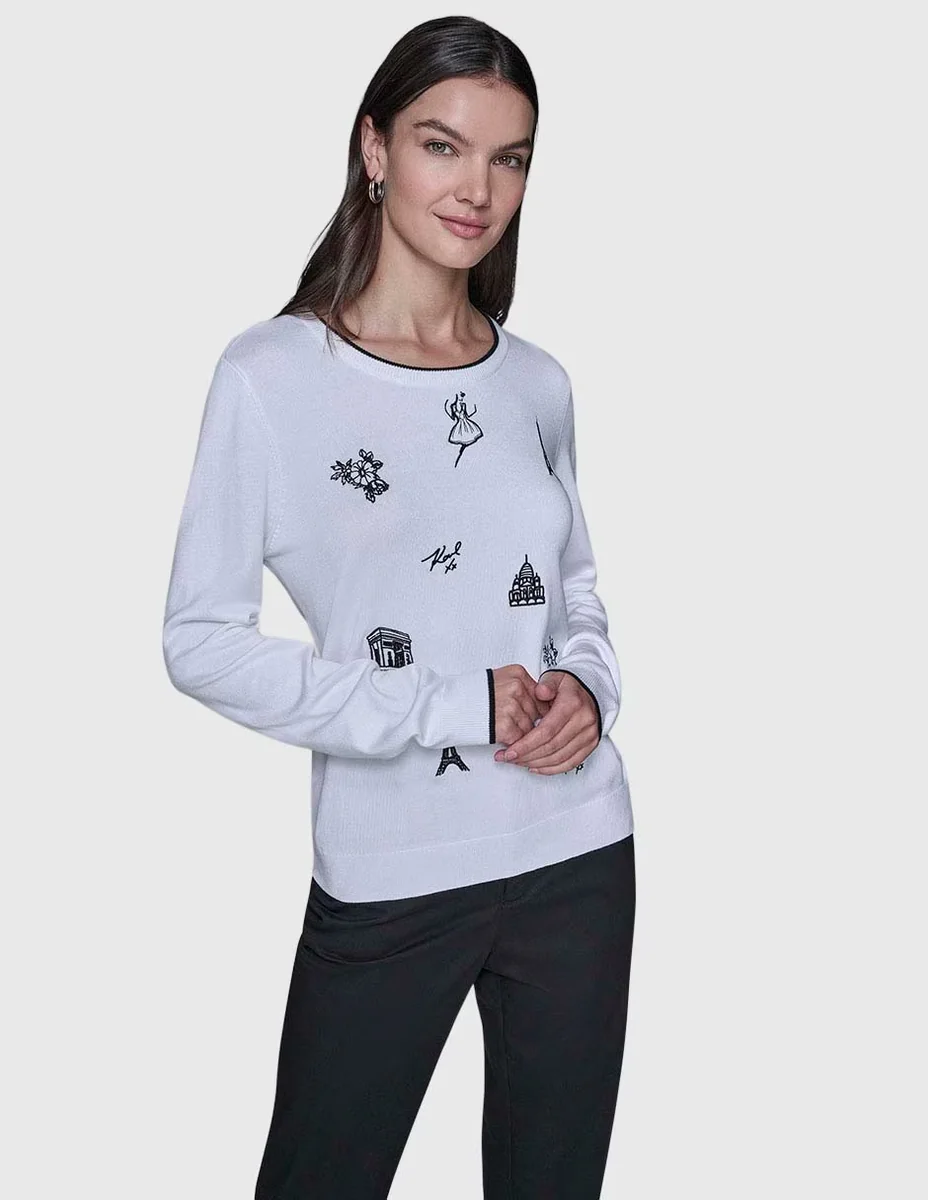 Suéter Karl Lagerfeld Paris cuello redondo para mujer