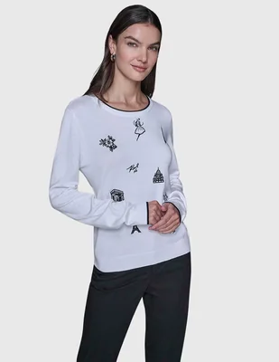 Suéter Karl Lagerfeld Paris cuello redondo para mujer