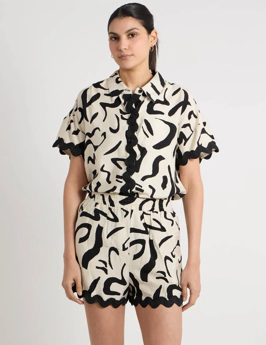 Short coffee bean de algodón para mujer
