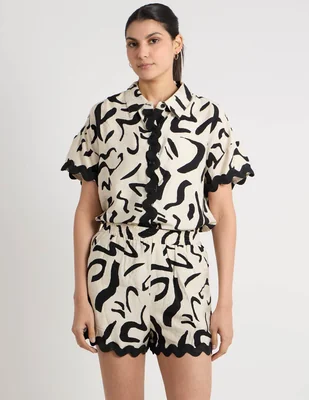 Short coffee bean de algodón para mujer