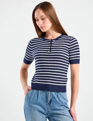 Suéter tommy cuello redondo para mujer
