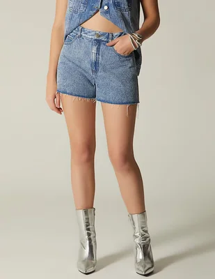 Short Studio F Denim Embroidery Logo de mezclilla para mujer