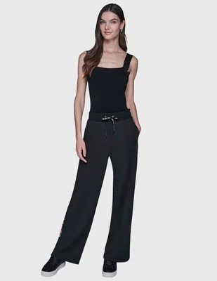 Pants straight Karl Lagerfeld Paris con agujeta para mujer
