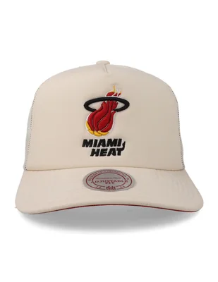 Gorra visera semicurva snapback para Básquetbol Mitchell and Ness NBA Miami Heats unisex