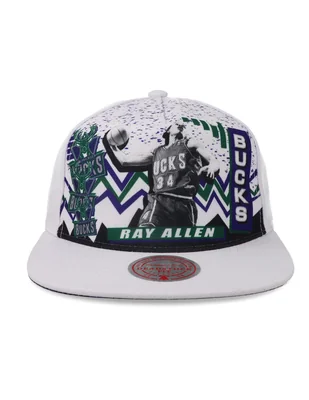 Gorra visera plana snapback para básquetbol mitchell and ness mitchell & ness nba bucks 90's allen milwaukee bucks unisex