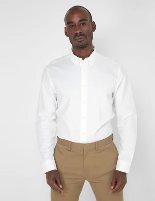 Camisa de vestir de algodón manga larga para hombre