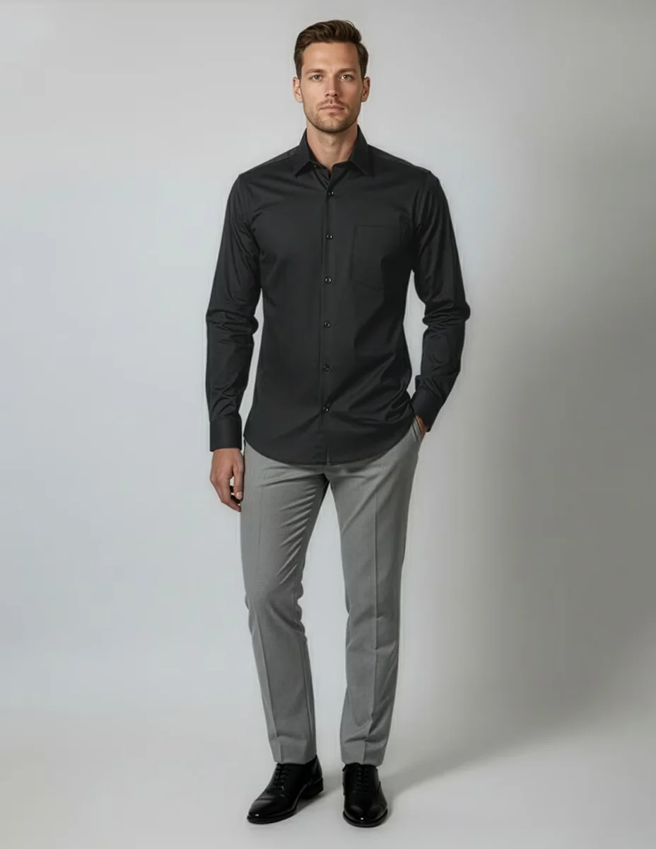 Camisa de vestir JBE de algodón manga larga para hombre