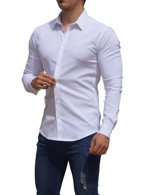Camisa de vestir John Leopard de algodón manga larga para hombre