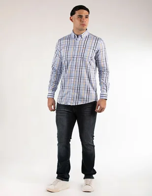 Camisa casual Oscar de la Renta de algodón manga larga para hombre
