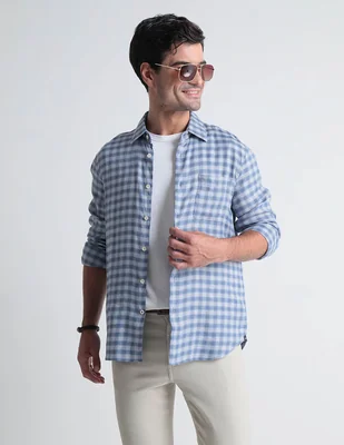 Camisa casual Faherty de algodón manga larga para hombre