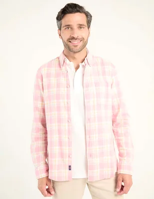 Camisa casual Faherty de algodón manga larga para hombre